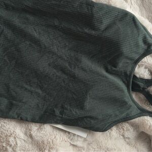 Brand new army green lululemon ebb to street tank top full length size 10